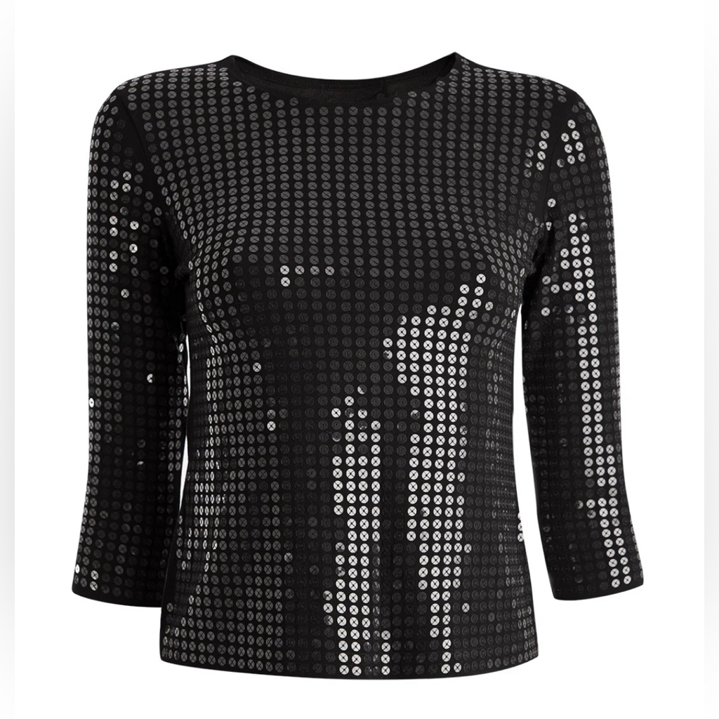 Leggiadro Sequin Tee In Black, Size 1 (Small)